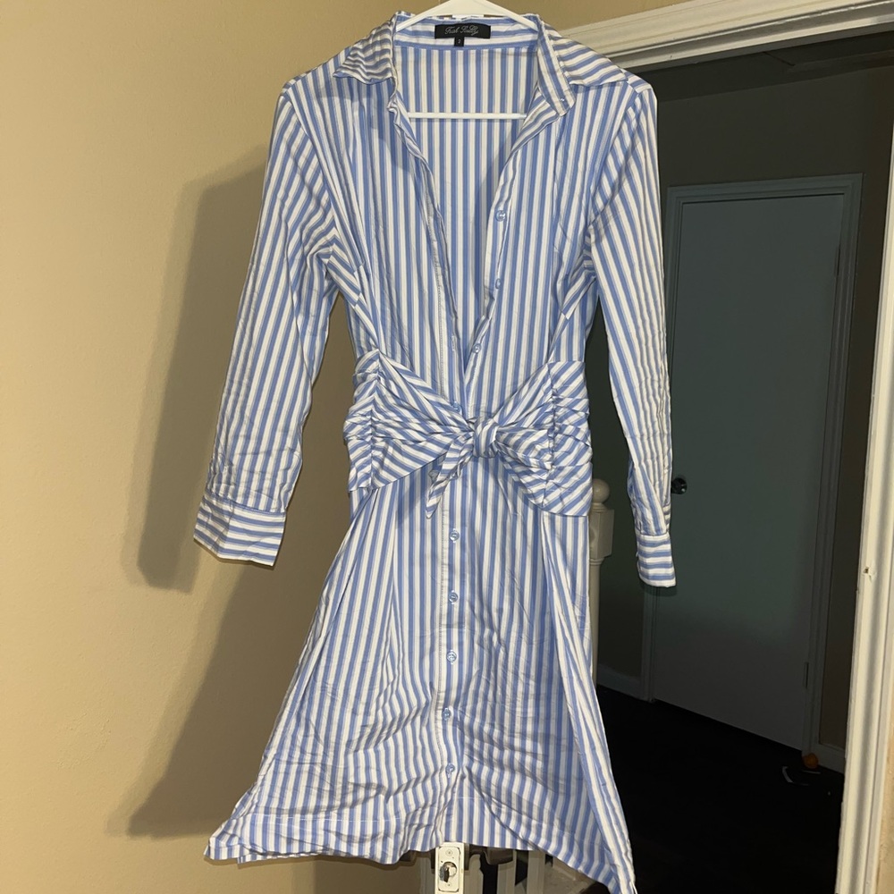 Boutique Collared Striped Button Down dress